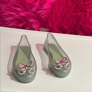 Mini Melissa Silver Flats with Butterfly Accent